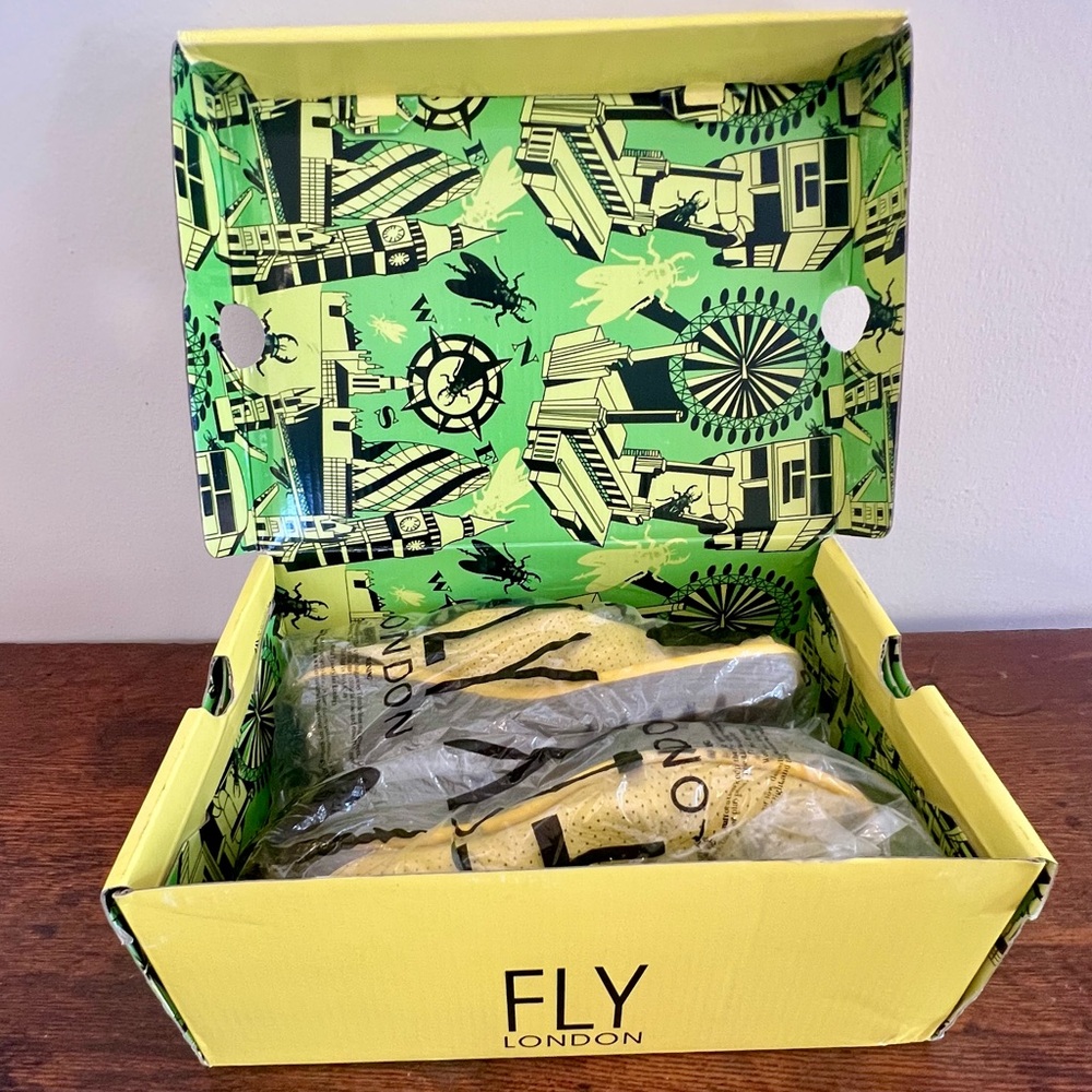 Fly London Yala Perf Wedge in Lemon Yellow